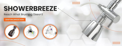 Oral Breeze ShowerBreeze | Oral Irrigator & Water Pick Teeth Cleaner for Braces, Gums, Implants | Shower-Powered, No Batteries, No Mess | Adjustable Pressure & Unlimited Warm Water