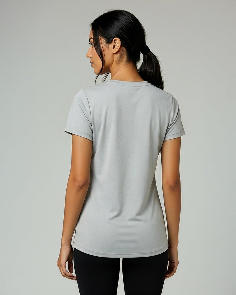 Real Essentials 5 Pack: Women's Dry-Fit Short Sleeve V Neck T Shirt Workout Fitness Yoga Top Tee, Set 12, L