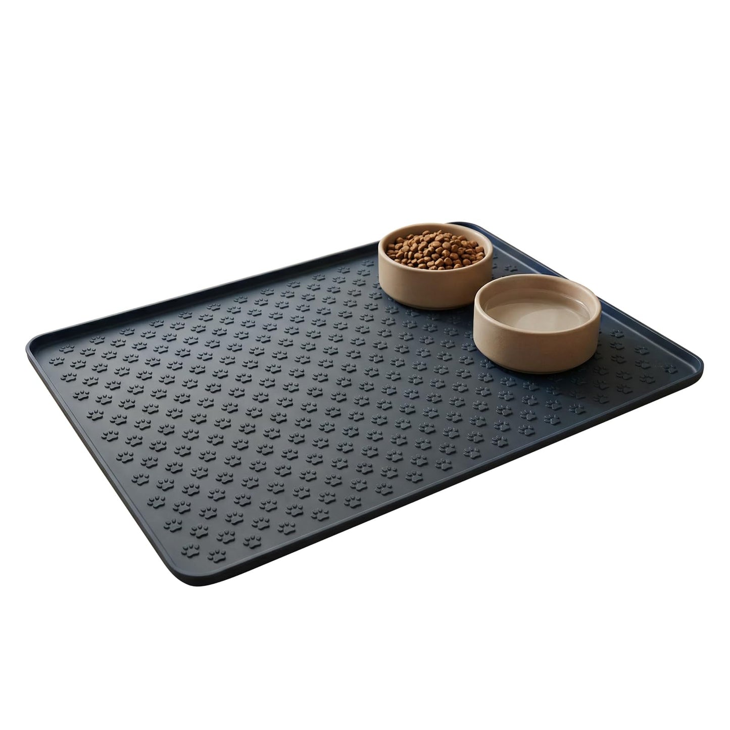 Royithpaw Silicone Dog Food Mat, 100% Waterproof Pet Feeding Mat with Raised Edge, Non-Slip Bowl Placemat for Cats & Dogs, Pets Accessories, 23.6” x 15.9”