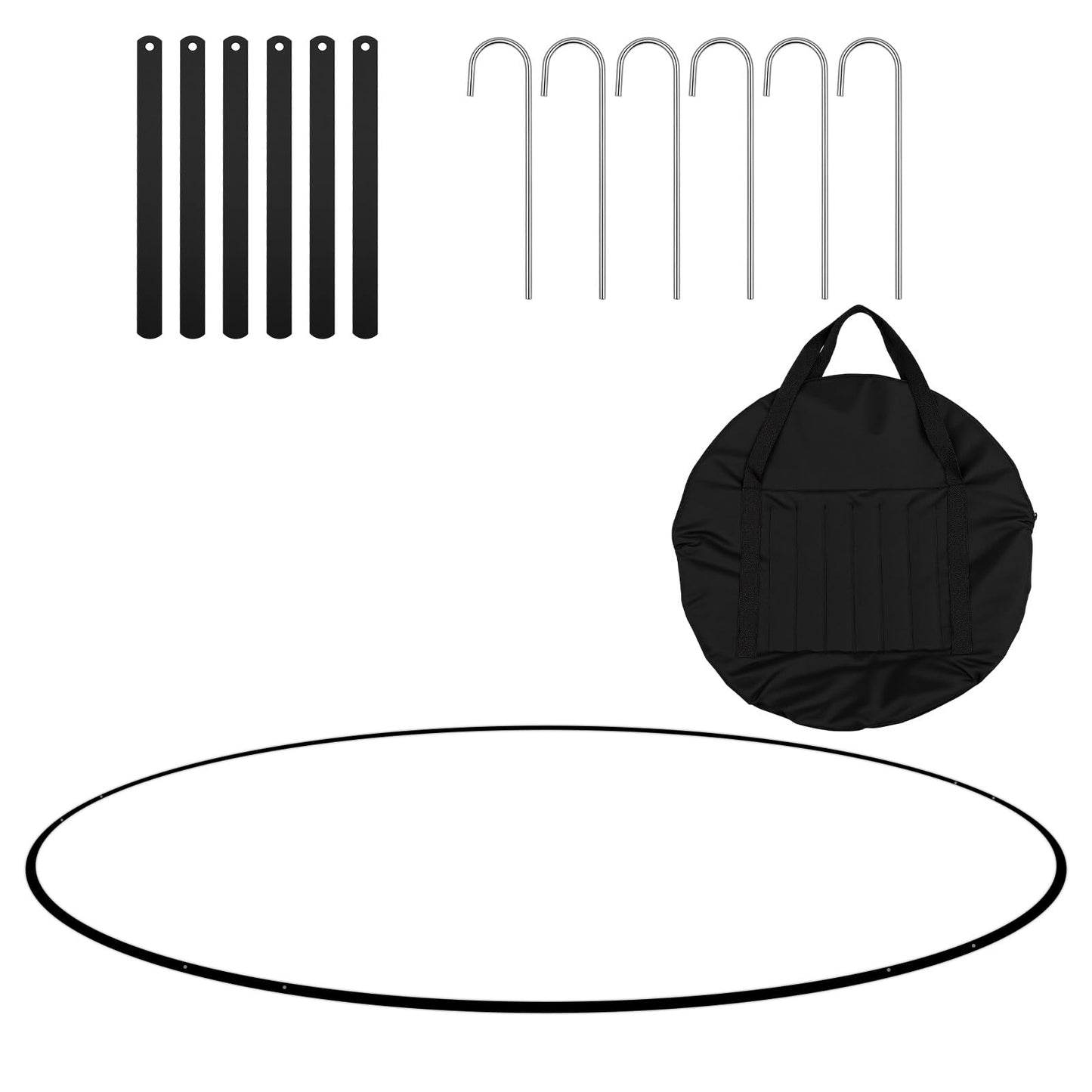 VioraWhite Portable Lacrosse Crease 17 ft, Women's Regulation Size Portable Lacrosse Goal, Weather Crease with Weights, Stakes and Carry Bag(Black)