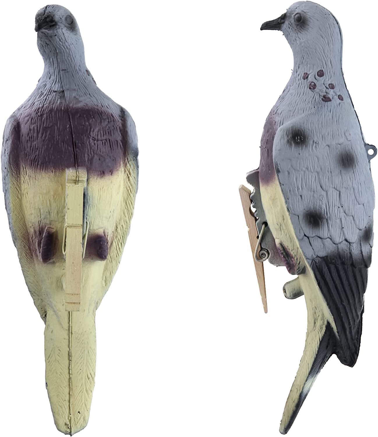 GUGULUZA Dove Hunting Decoys, Realistic Clip on Doves Decoy w/Clips and Accessories for Hunting Garden Decorative (6 Count)