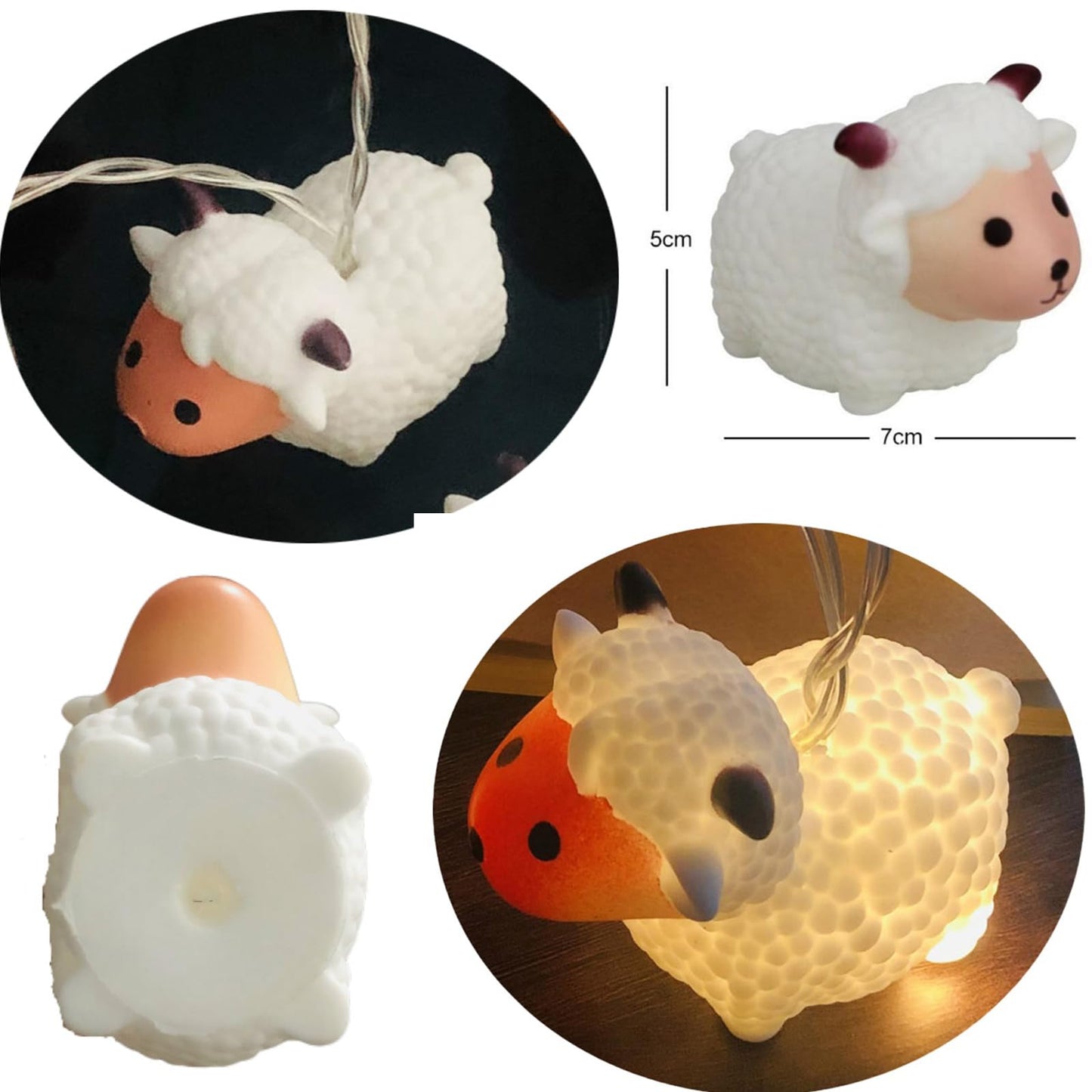 Sezrgiu 5.4FT Cute Sheep String Light 10LEDs Novelty Goat Ornaments Lights Battery Powered Lamb Fairy Light for Farmhouse Animal Party Decoration(10LED, B-Sheep)