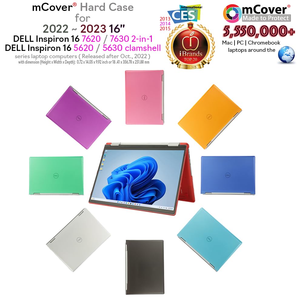 mCover Case Compatible ONLY with 2022～2023 16" Dell Inspiron 7620 2-in-1 Inspiron 5620/5630 Clamshell Windows Computer (NOT Fitting Any Other Dell Models) - Pink