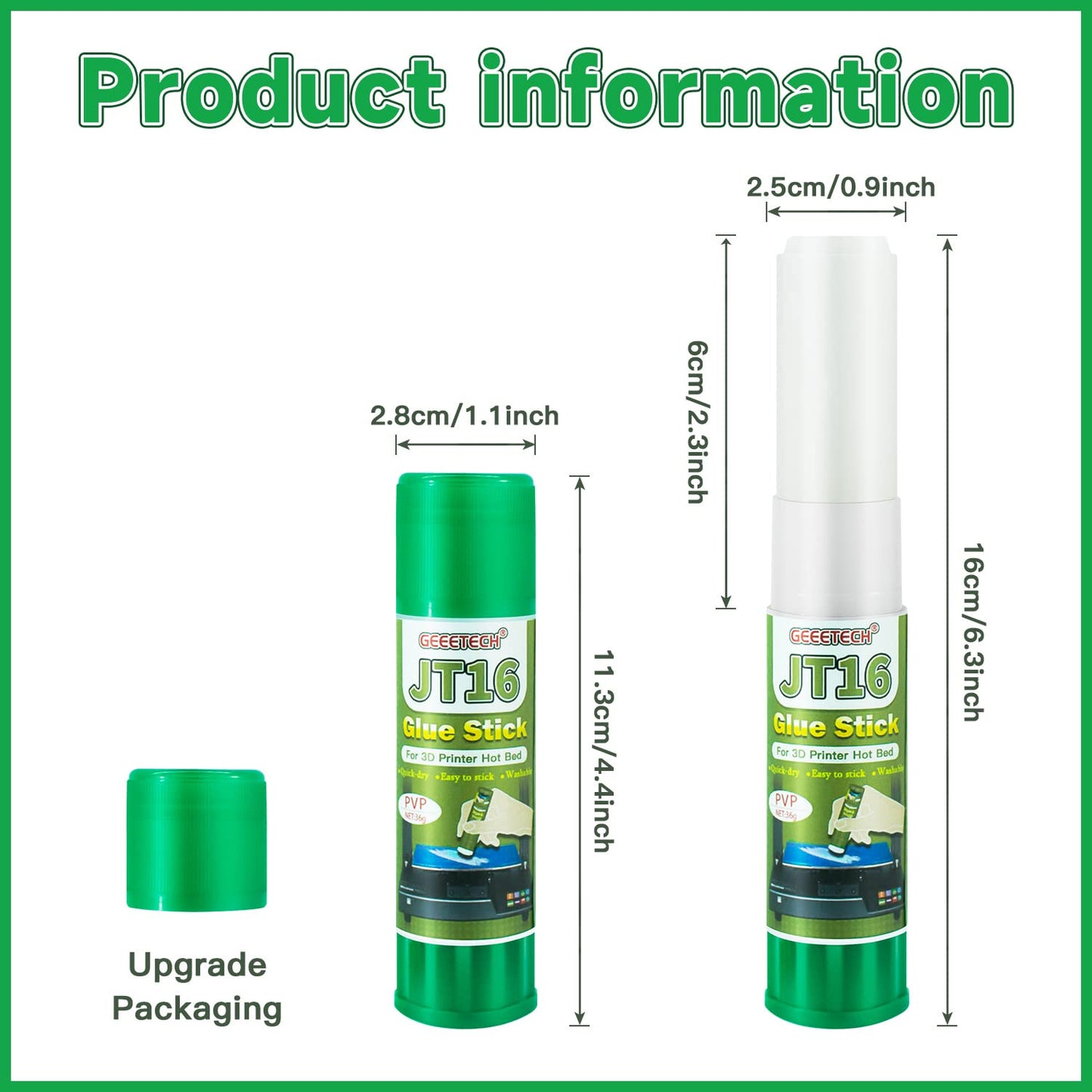 3D Printer Glue Sticks 6-Pack, 1.27oz Each, Strong First Layer Adhesion, Prevents Warping & Shifting, Fits Glass, PEI Sheet, Aluminum Build Plate, Fits PETG, PLA, TPU, ABS Filaments, Easy to Clean