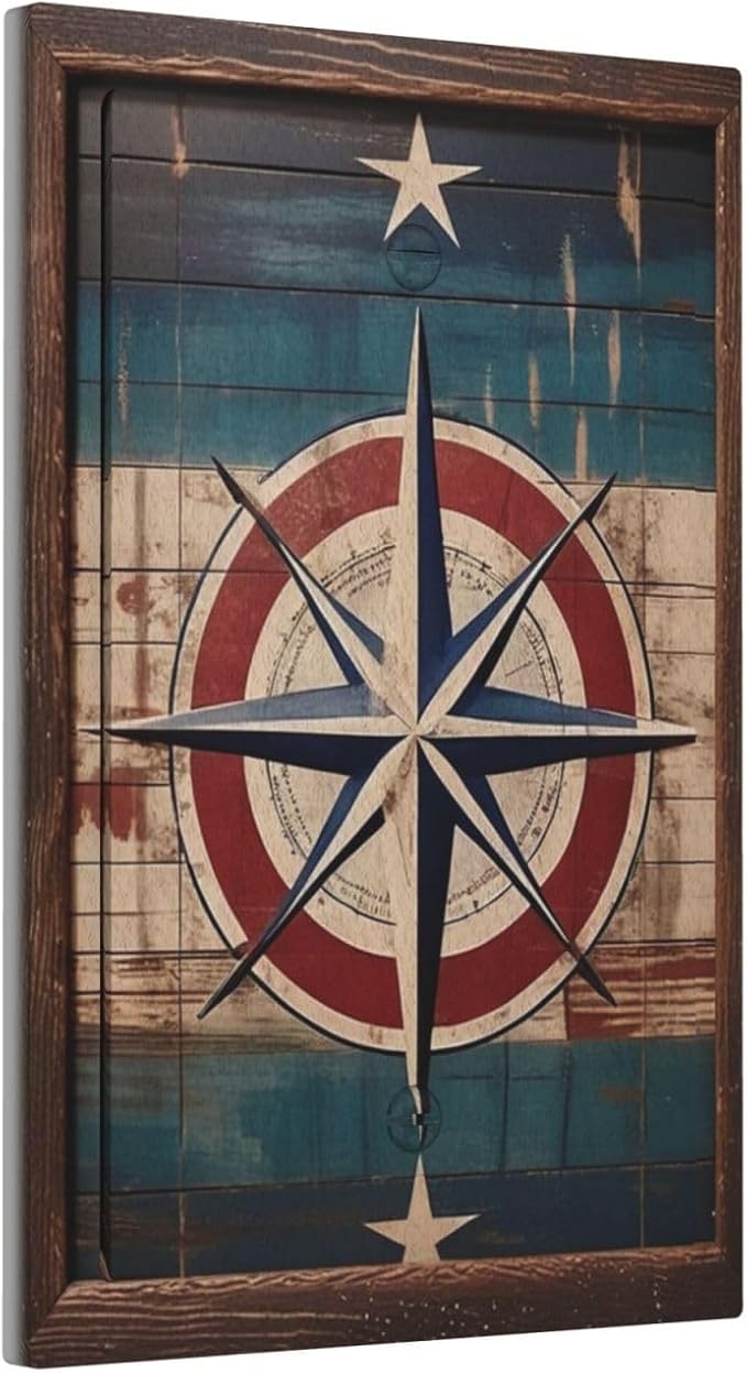 Decorative Art Light Switch Covers Nautical Rustic Star Emblem 1 Gang No Device Blank Switchplate Electrical Faceplate for Home Decor