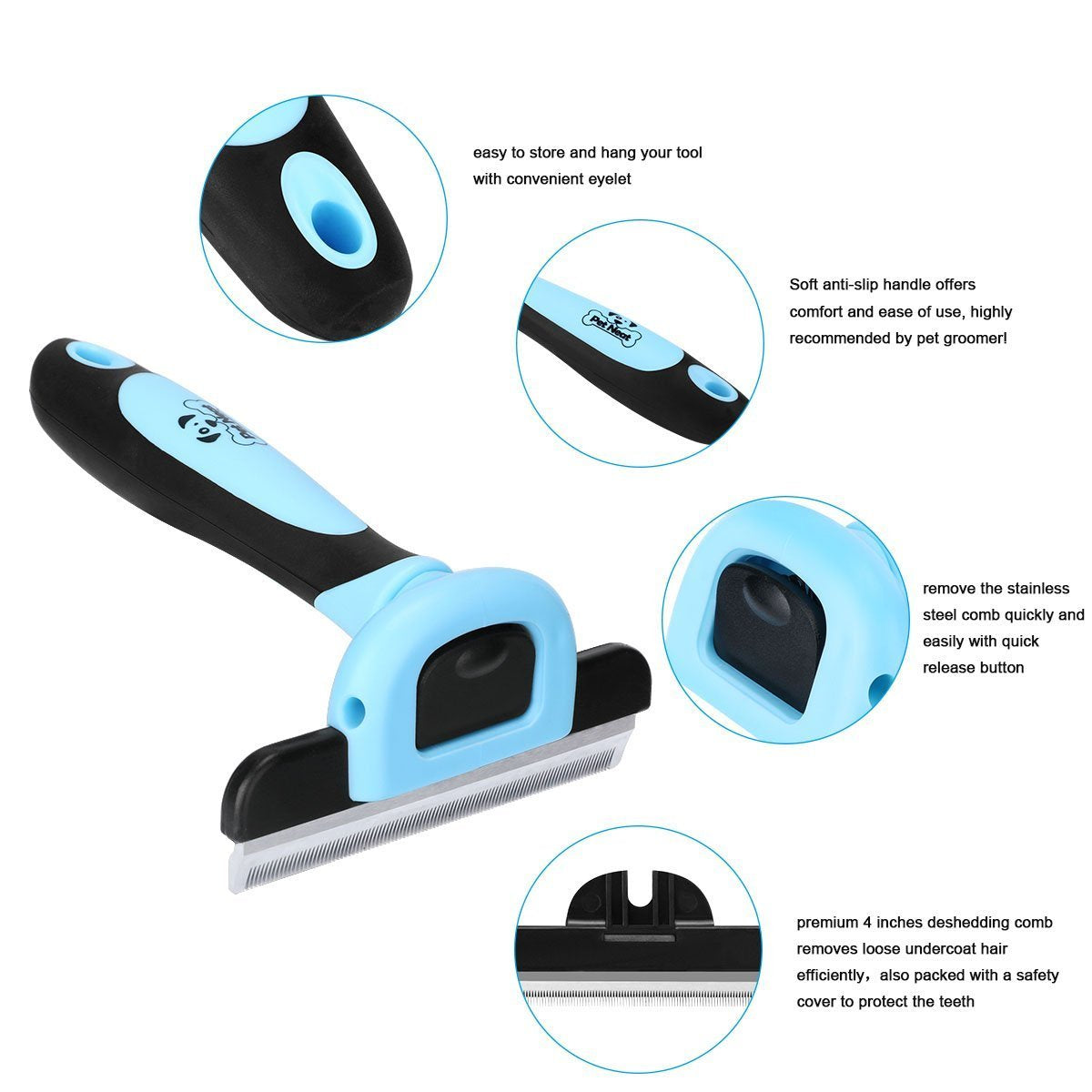 Pet Neat Pet Grooming Brush Effectively Reduces Shedding by Up to 95% Professional Deshedding Tool for Dogs and Cats