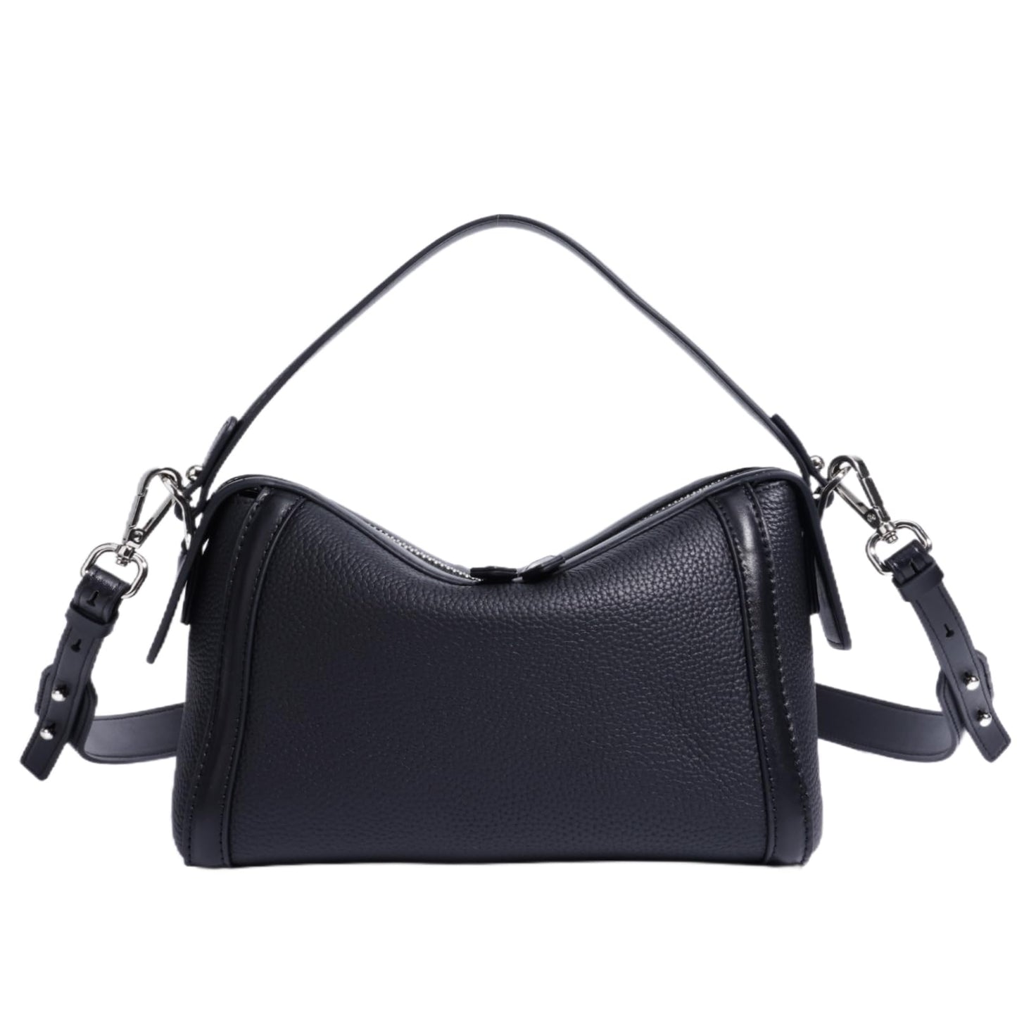 Rosvovo Genuine Leather Purse for Women with Top Handle，Leather Satchel purse Crossbody Bags Handbag with Adjustable Strap Black