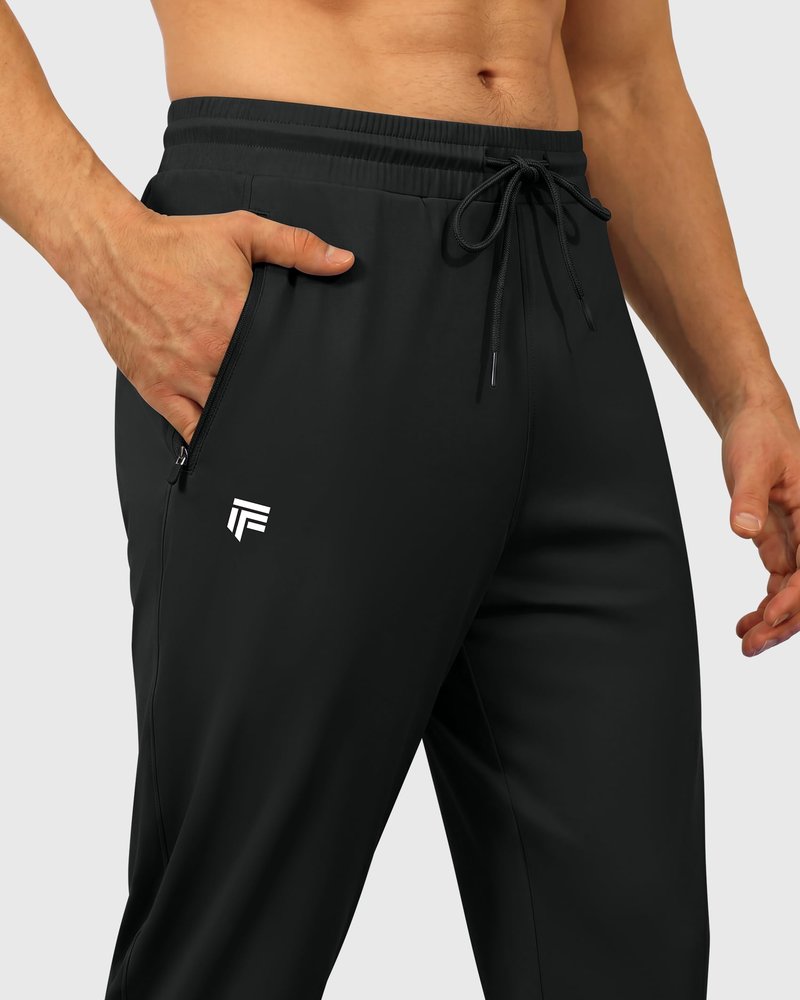 FOGFIRE Mens Sweatpants with Zipper Pockets Joggers for Men Workout Athletic Gym Track Fitness Clothing Black