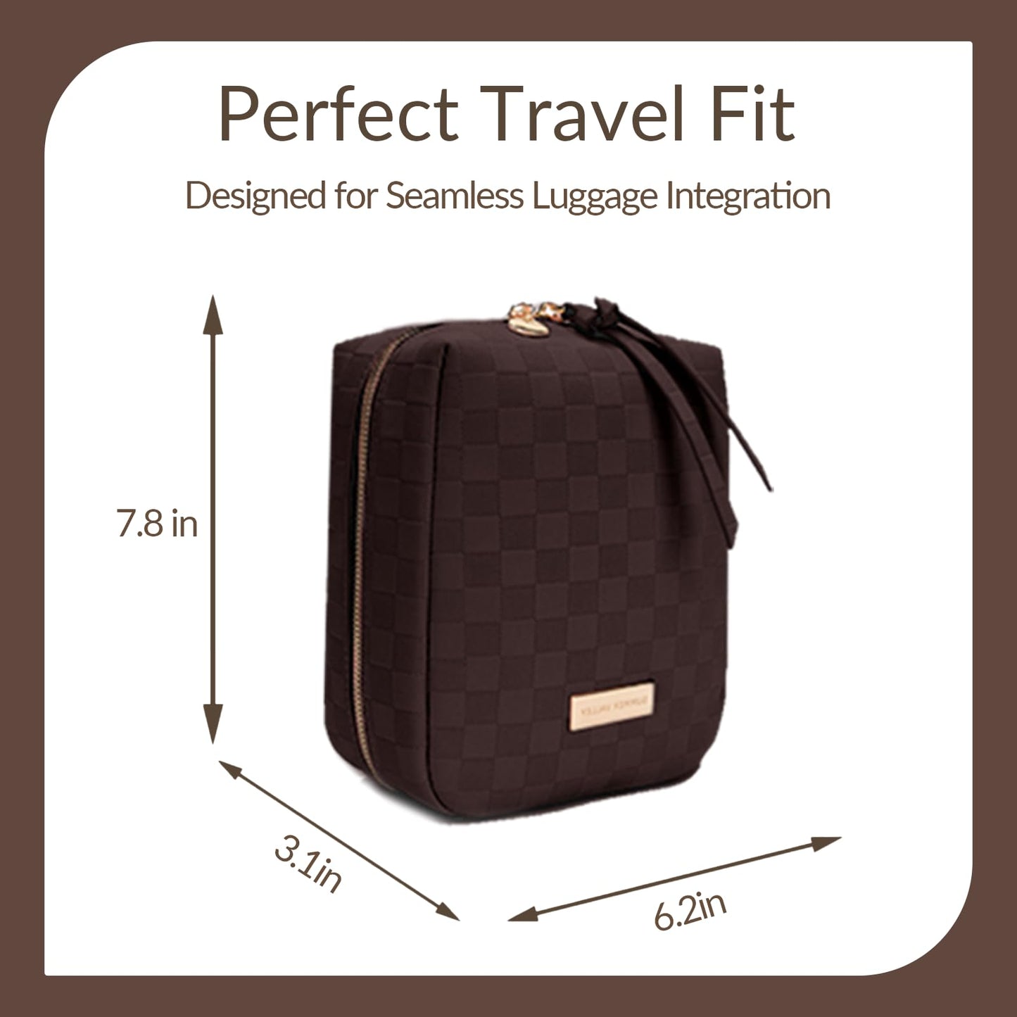 YDR Makeup Bag Small Capacity Lipstick Organizer Portable Travel Toiletry Bag PU leather Portable Makeup Case (Cosmetic-1-Brown)