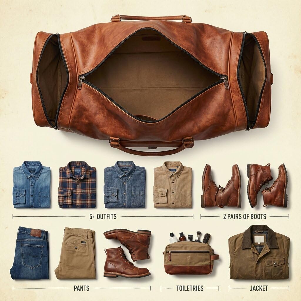 Leather Duffle Bag for Men Luggage Handmade Travel Bag Carry On Luggage Weekender Bags Overnight Gym Sports Cabin Holdall Bag For Airplanes Men And Women (34 Inch Brown)