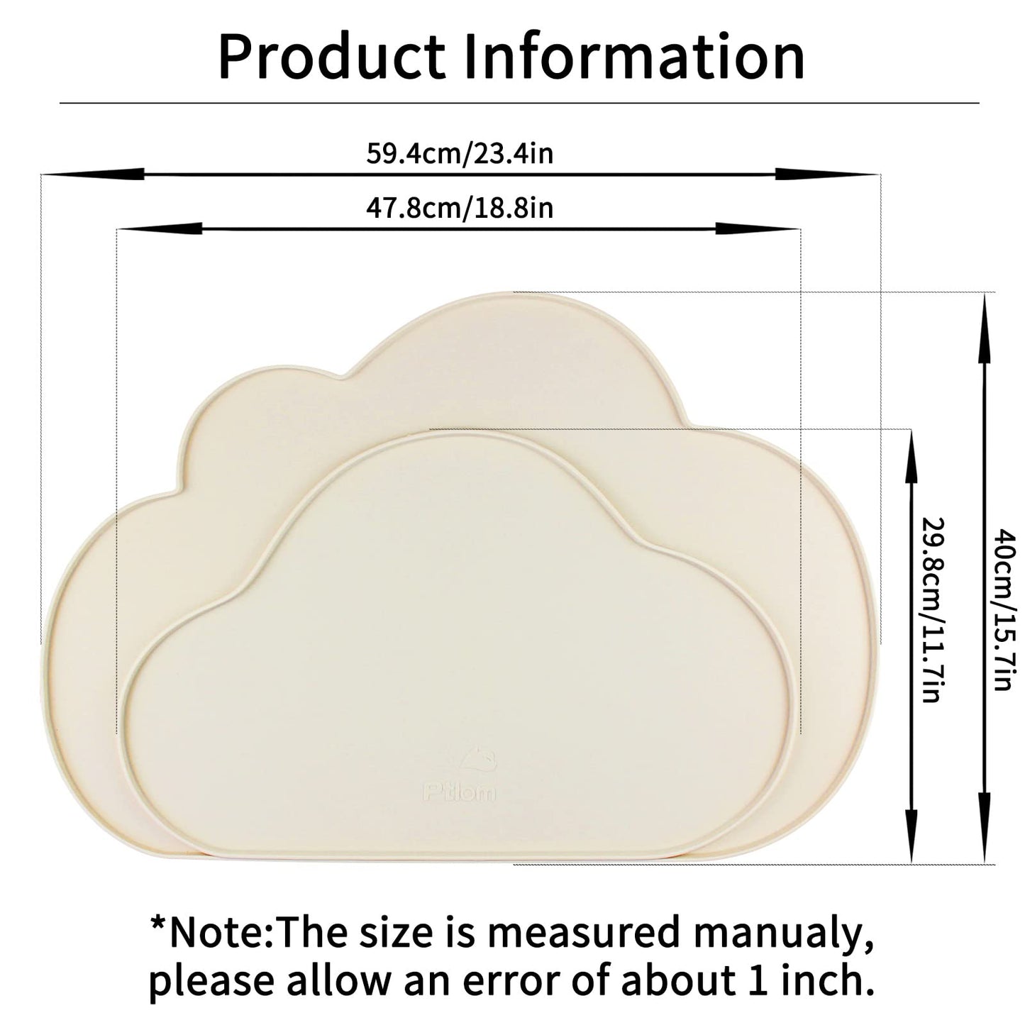 Ptlom Silicone Pet Feeding Mat for Dogs and Cats, High-Lips Pet Placemat Non-Slip Waterproof Bowl Mats Prevent Food and Water Overflow, Puppy Dish Tray Mat Suitable for Small Medium Large Pets, Beige