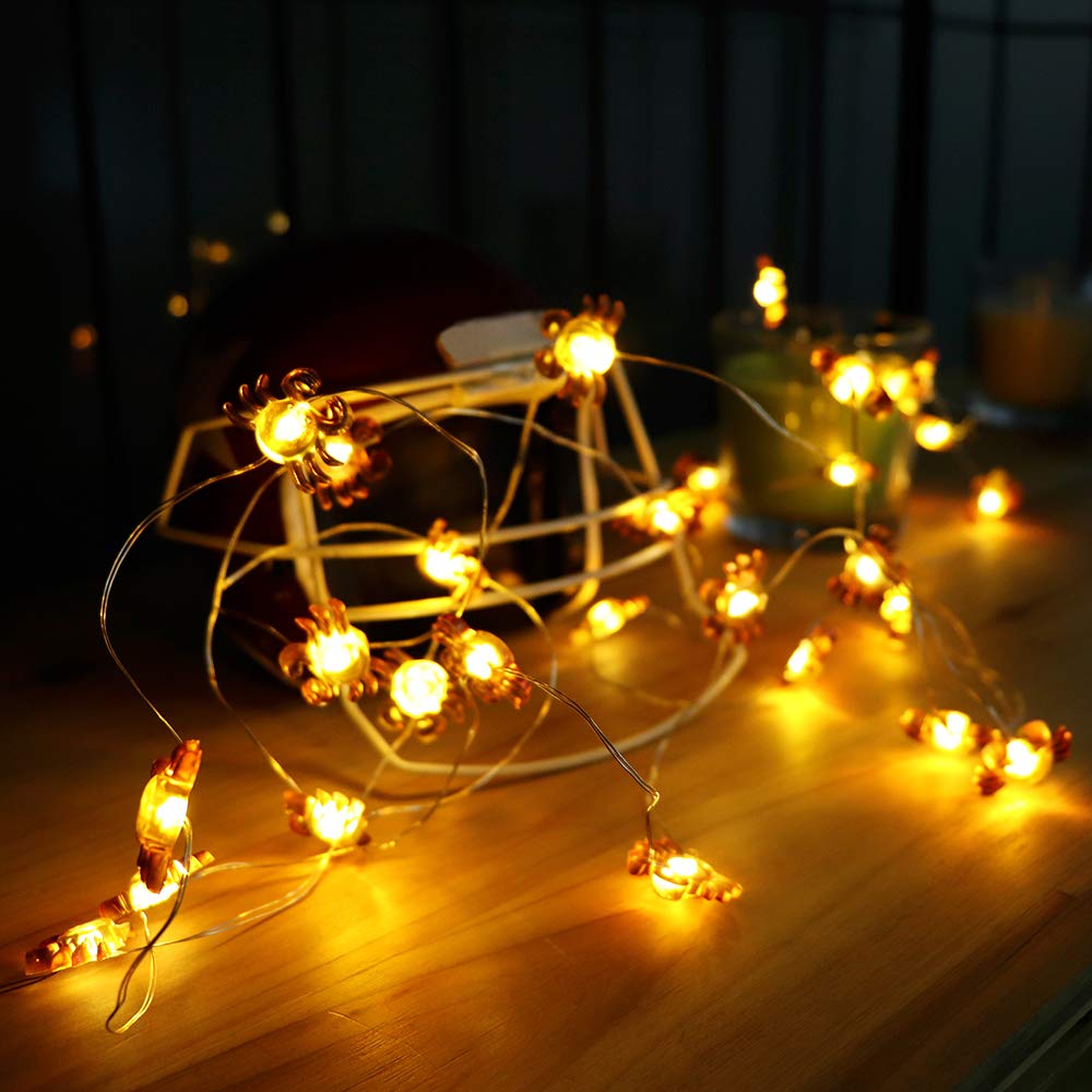 LED String Lights Crab Sea Beach Theme 10ft 30 LEDs Battery Operated Copper Wire Night Light Waterproof Indoor Bedroom Children Girls Room Wall Décor Party Decorations
