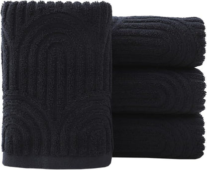 Pidada Hand Towels Set of 4 Striped Pattern 100% Cotton Absorbent Soft