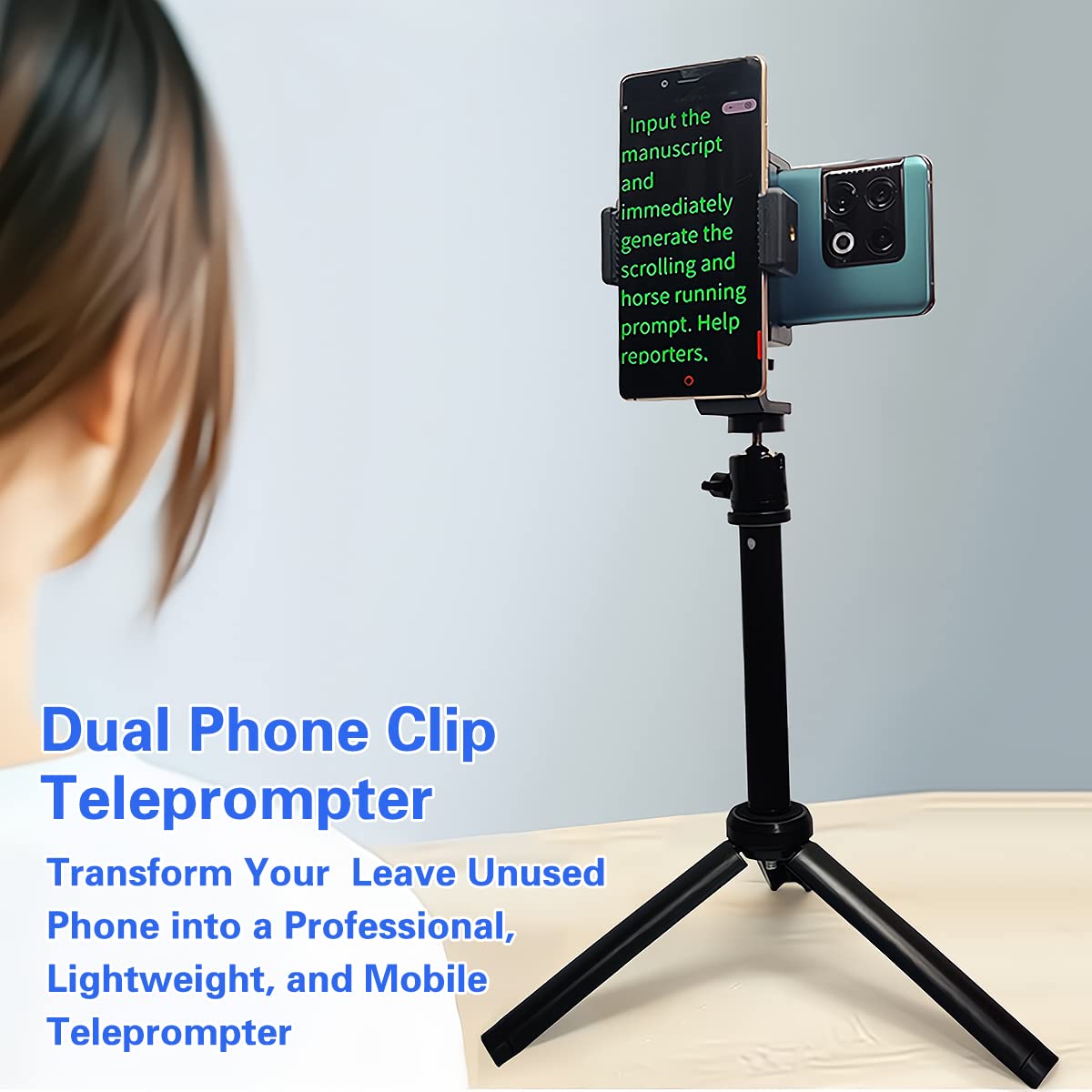 Teleprompter iPhone & Android, Double Phone Holder for Video Recording, Neewer Teleprompter Kit, The Collapsing Design Allows for Easy Storage and Transport 20" Desk Version Strengthened