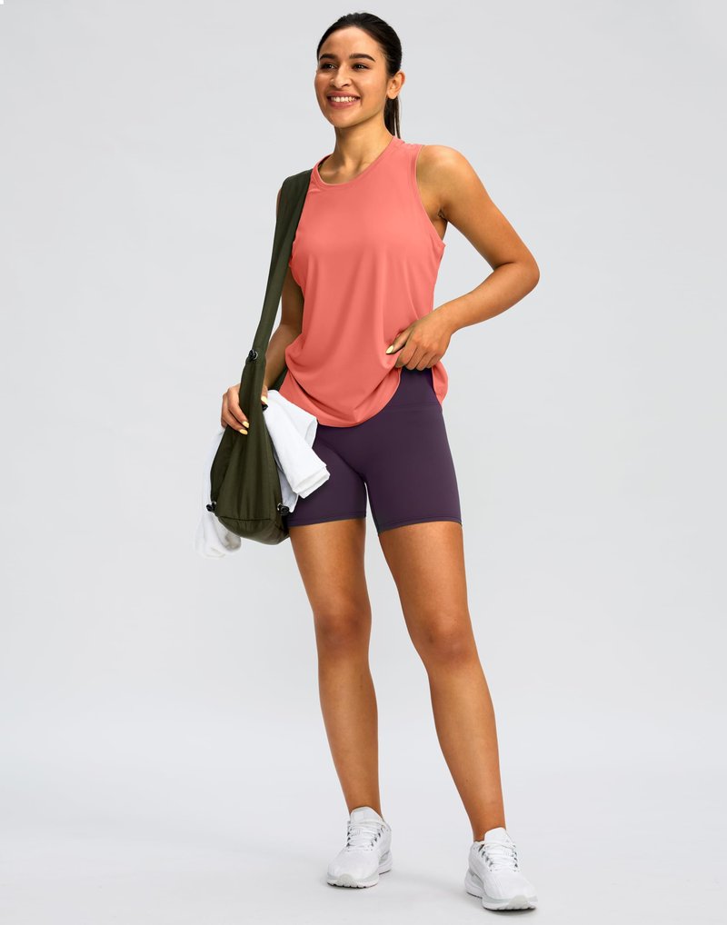 Women's Workout Tops Racerback Athletic Tank Tops Sleeveless Loose Fit Yoga Running Gym Shirts for Women(Coral,S)