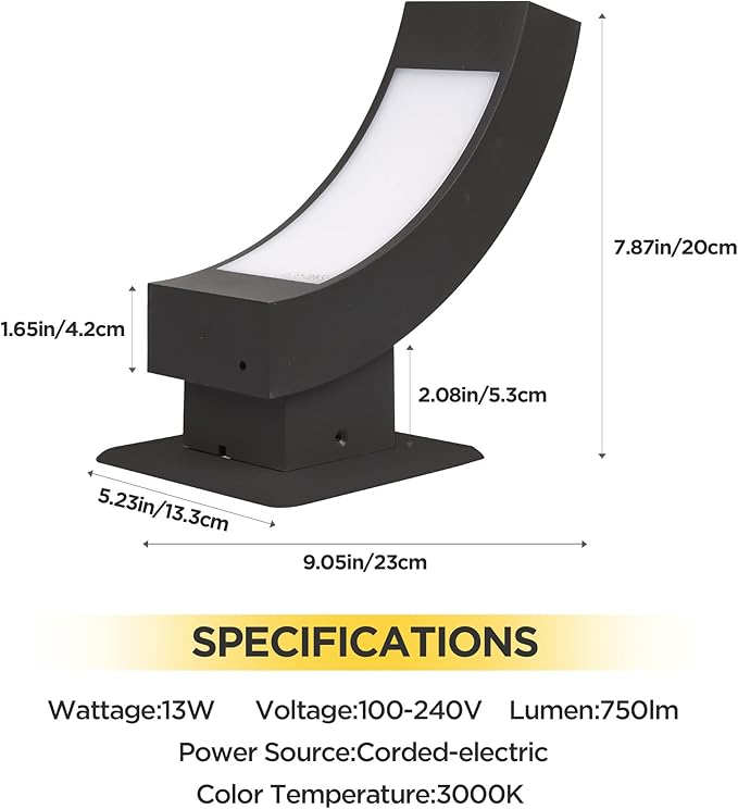 2 Pack Outdoor Wall Sconce Black LED Porch Light Wall Mount Lamp for Garage House,600LM Exterior Light Fixture IP54 Waterproof