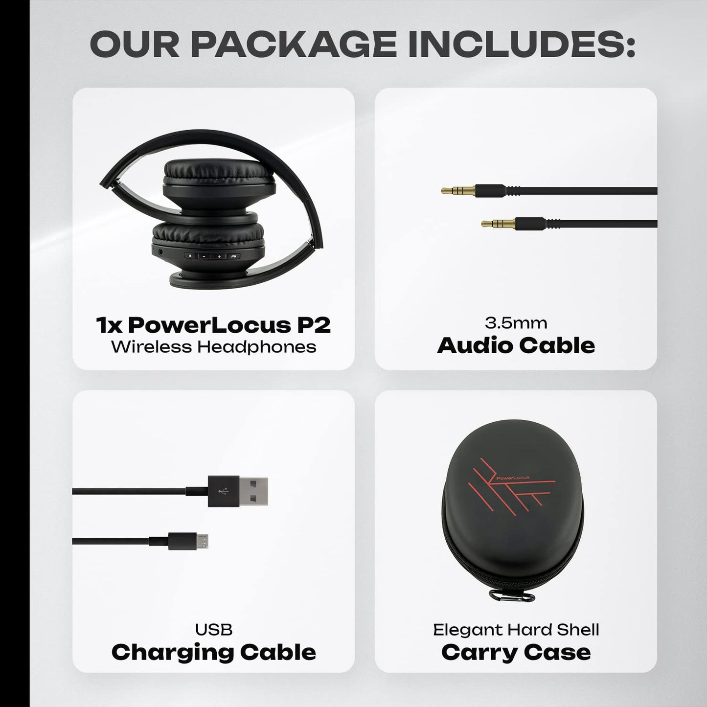 PowerLocus Bluetooth Over-Ear Headphones, Wireless Stereo Foldable Headphones Wireless and Wired Headsets with Built-in Mic, Micro SD/TF, FM for iPhone/Samsung/iPad/PC (Black)