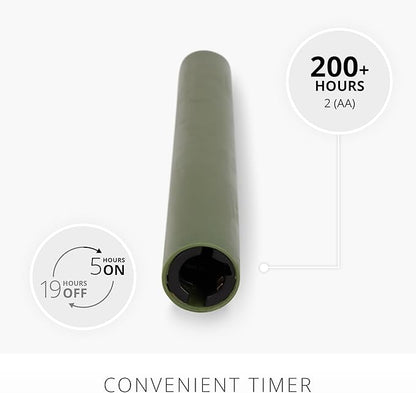 Luminara - Flameless Battery Operated Taper Candle - Loden Green - Pack of 1-1x9.5 - LED Flickering Flame - Realistic Safe for Home Kids and Pets