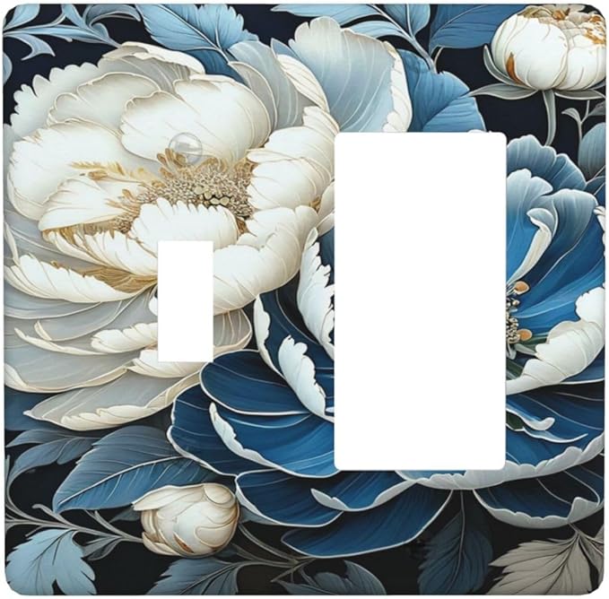 Floral Art, Peonies, Botanical Illustration, Digital Painting, Large Flowers, Intricate Details, White Peony, Blue Peony
