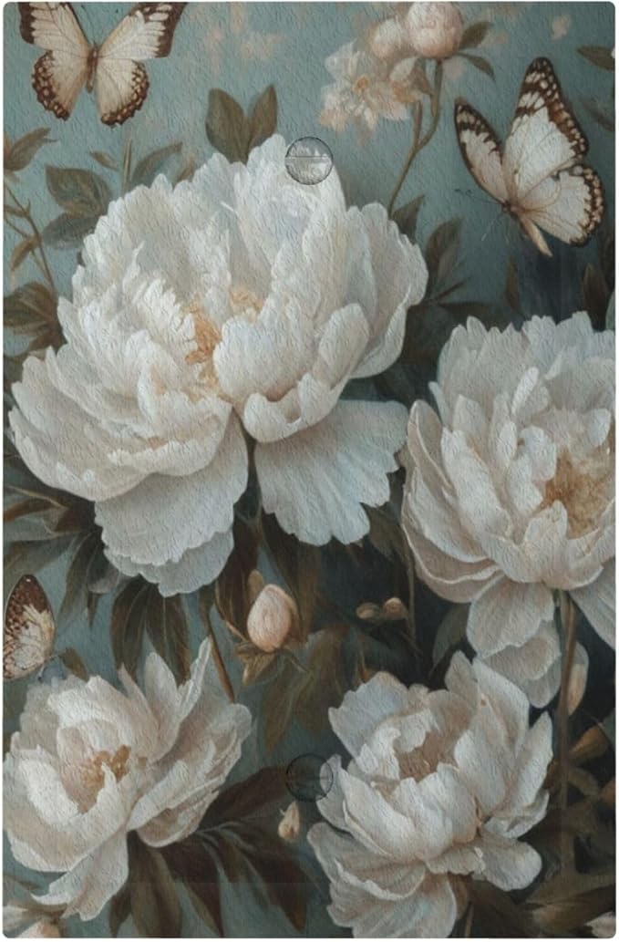 Decorative Art Light Switch Covers Butterflies & Peonies 1 Gang No Device Blank Switchplate Electrical Faceplate for Home Decor