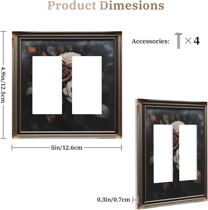 Decorative Art Light Switch Covers Elegant Rose Bouquet Art 2 Gang Dual Rocker Outlet Switch plate Faceplate GFCI for Home Decor
