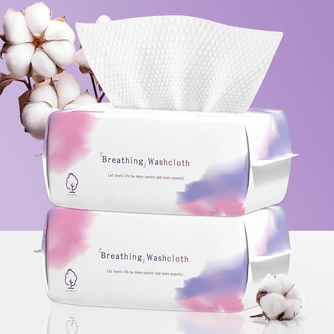 Disposable Face Towel 200 Count, Soft Cotton Face Towels, Dry Wipes Facial