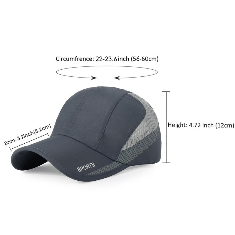 HH HOFNEN Quick Dry Cap with Adjustable Airy Mesh and UV Protection, One Size, #3 Dark Gray