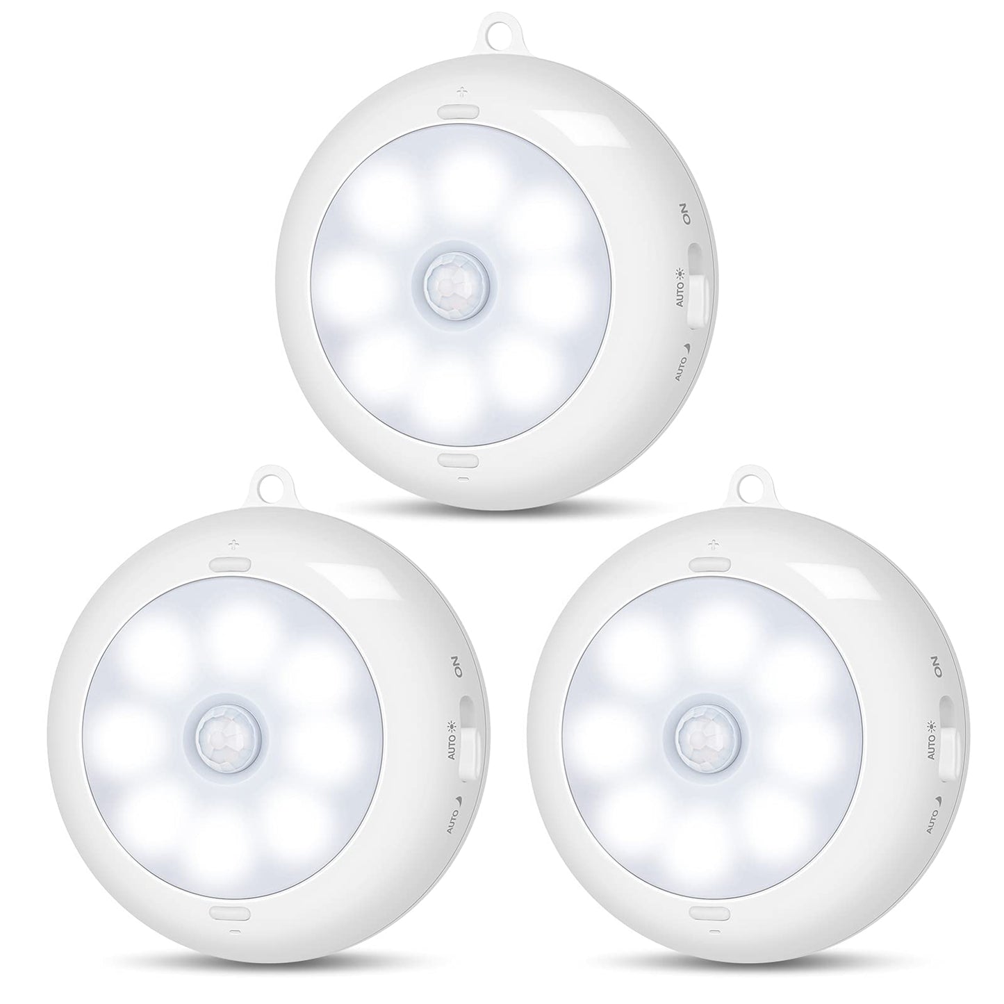 Motion Sensor Light Indoor, LED Night Light Closet Lights, Under Cabinet Lights, AA Battery Operated Stick on Wireless Puck Lights for Wall, Step, Stair, Dimmable (3 Pack)