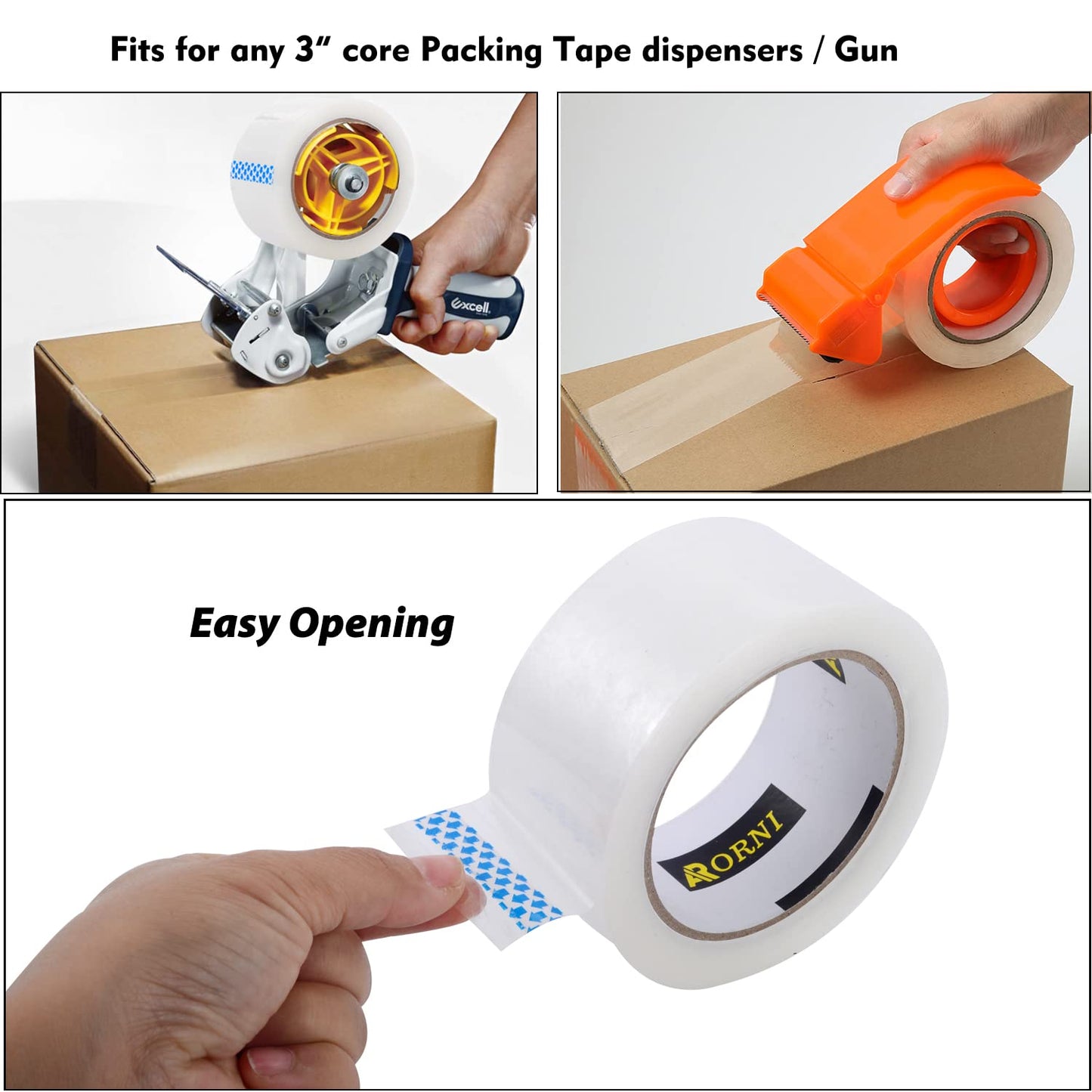 APORNI Clear Packing Tape Heavy Duty Refill Rolls Sealing Great for Packing Box Shipping and Moving Supplies Packaging 12 Rolls 1.88" x 65 Yards 3" Core 2.7 Mil Thick Adhesive