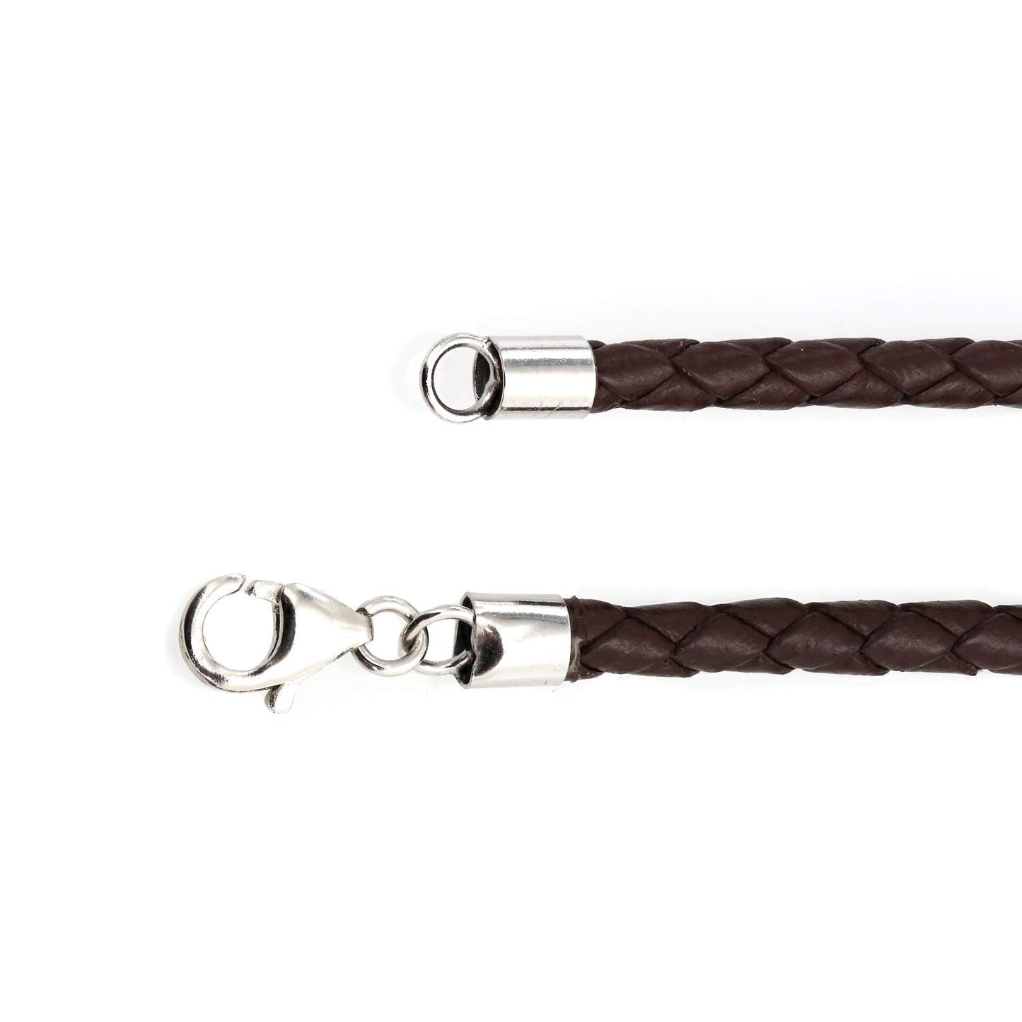 Bling Jewelry Brown Genuine Leather Braided Weave Necklace Pendant Cord For Women Men Teen .925 Silver Lobster Claw Clasp 24 Inch