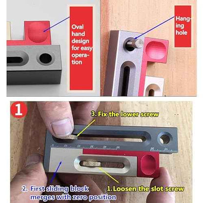 HONGDUI JF06 Kerfmaker Table Saw Slot Adjuster Mortise and Tenon Tool Woodworking Movable Measuring Block 100mm/4inch