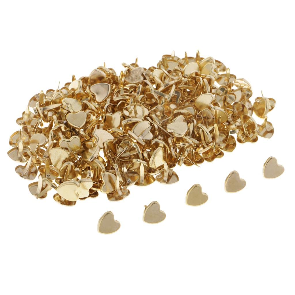 SM SunniMix 200 Pcs Heart Shaped Brads, Metal Iron Brads Paper Fasteners for Craft Embellishments