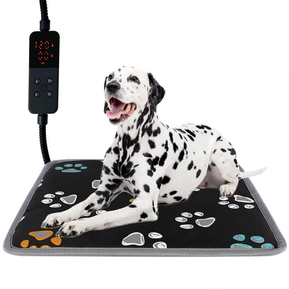 furrybaby Pet Heating Pad, Waterproof Dog Heating Pad Mat for Cat with Durable Anti-Bite Tube Indoor for Puppies Dogs Cats (1 Pack Black, 17 X 17in, Temp Adjustable)