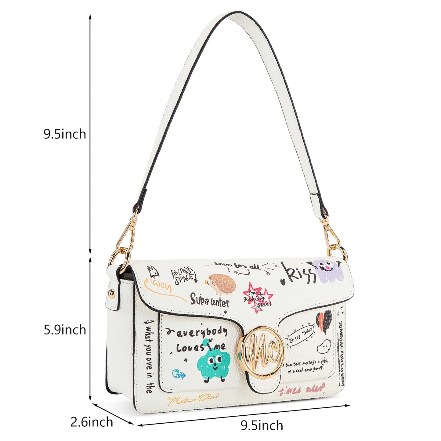 Milan Chiva Crossbody Bags for Women - Small Cross Body Purse Shoulder Bag, Cute Purse Handbags for Daily Commute Travel MC-619-1WT