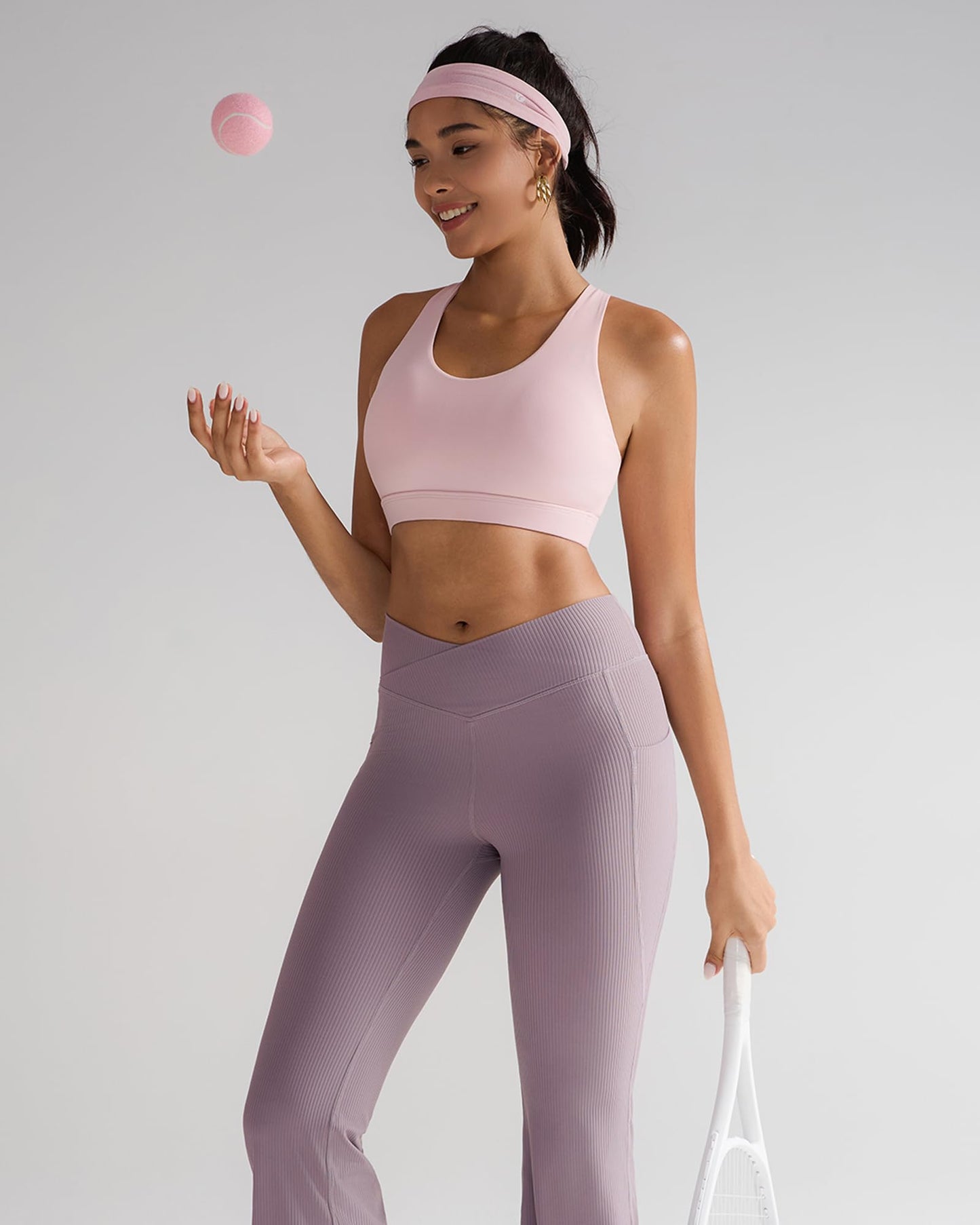 RUNNING GIRL Sports Bra for Women, Criss-Cross Back Padded Strappy Sports Bras Medium Support Yoga Bra with Removable Cups