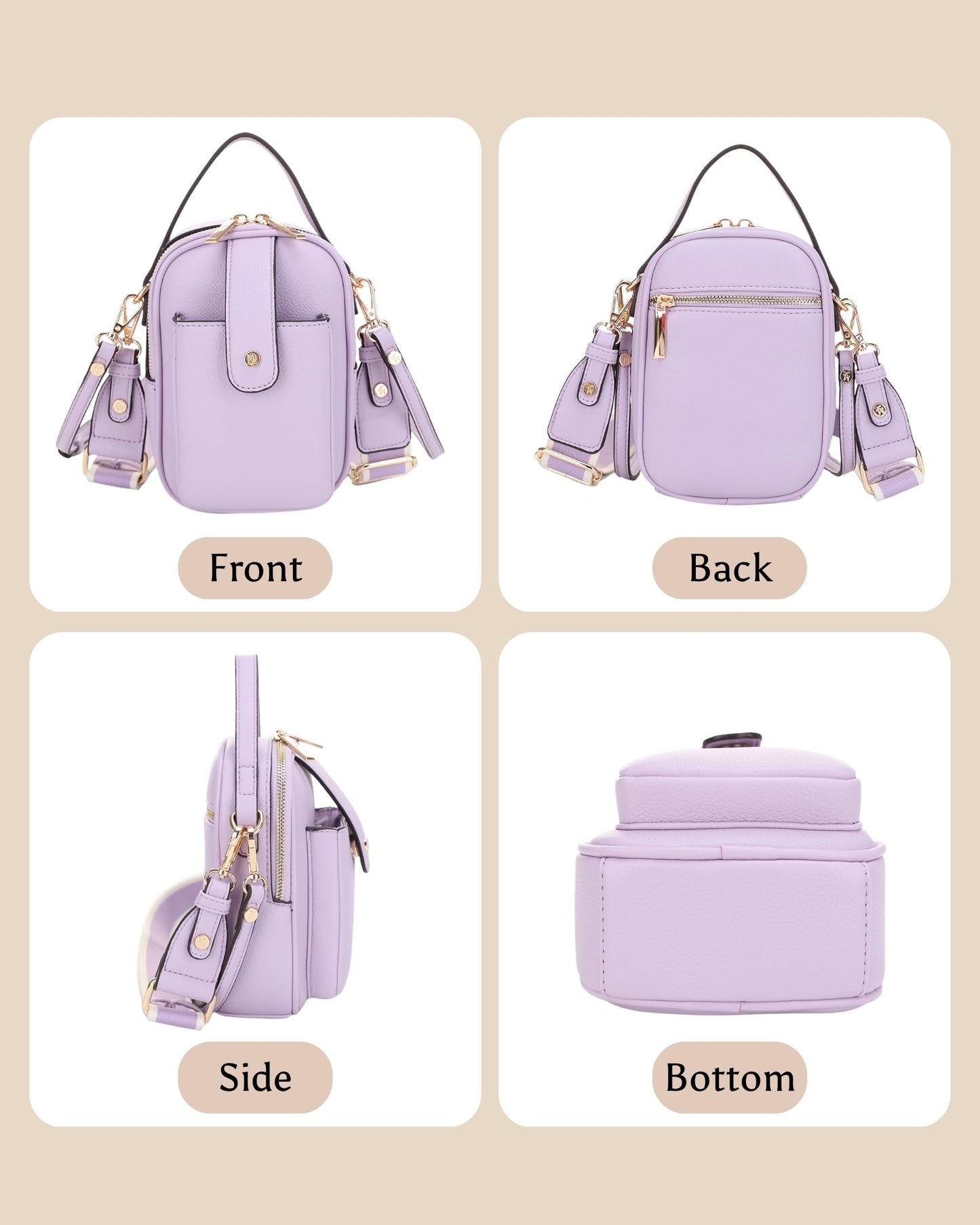Mali+Lili Gail Vegan Leather Multi Compartment Crossbody Bag - Lavender