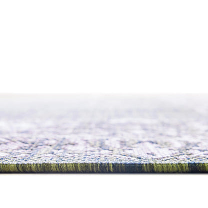 Unique Loom Outdoor Border Collection Area Rug - Floral Border (3' 3" x 5' 3" Oval, Green/ Ivory)