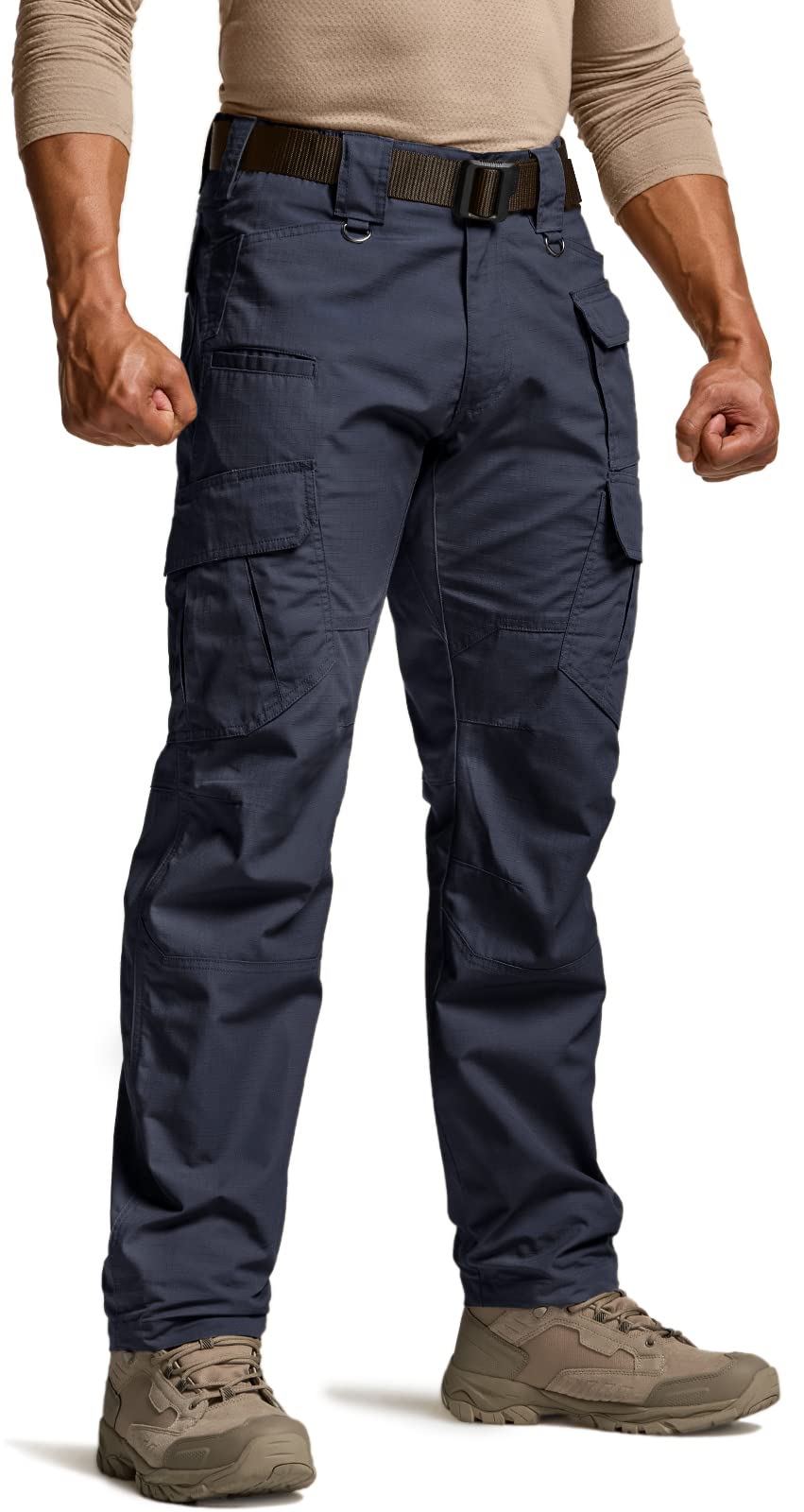 CQR Men's Tactical Pants, Water Resistant Ripstop Cargo Pants, Lightweight EDC Work Hiking Pants, Outdoor Apparel, Duratex Mag Pocket Police Navy, 32W x 34L