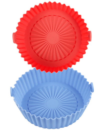2 Pack Air Fryer Silicone Liners Basket Round, Apply to 1-3.5 QT Airfryer, Air Fryer Silicone Pot Bowl, Reusable Baking Tray Cooking Oven Accessories (Top 6.5in / Bottom 5.5in)