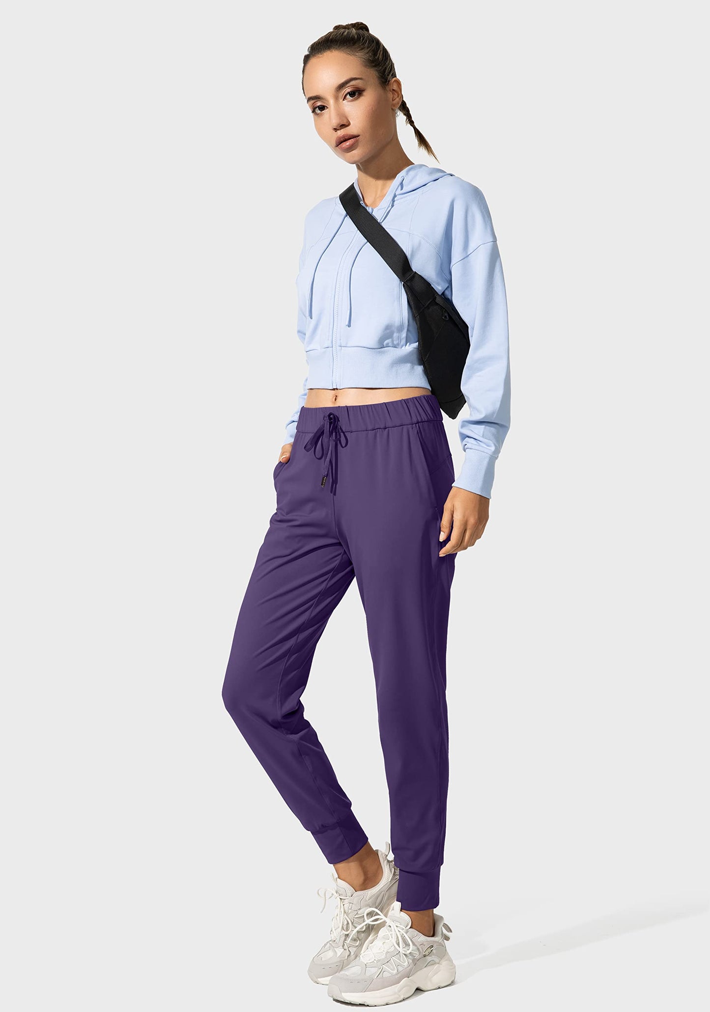 SANTINY Women's Joggers Pants Pockets Drawstring Running Sweatpants for Women Lounge Workout Jogging(Deep Purple_S)