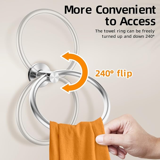 Brushed Silver Towel Ring, SUS304 Stainless Steel Hand Towel Holder