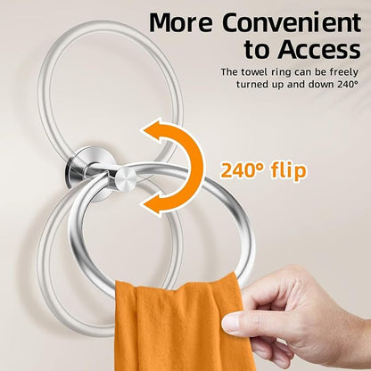 Brushed Silver Towel Ring, SUS304 Stainless Steel Hand Towel Holder