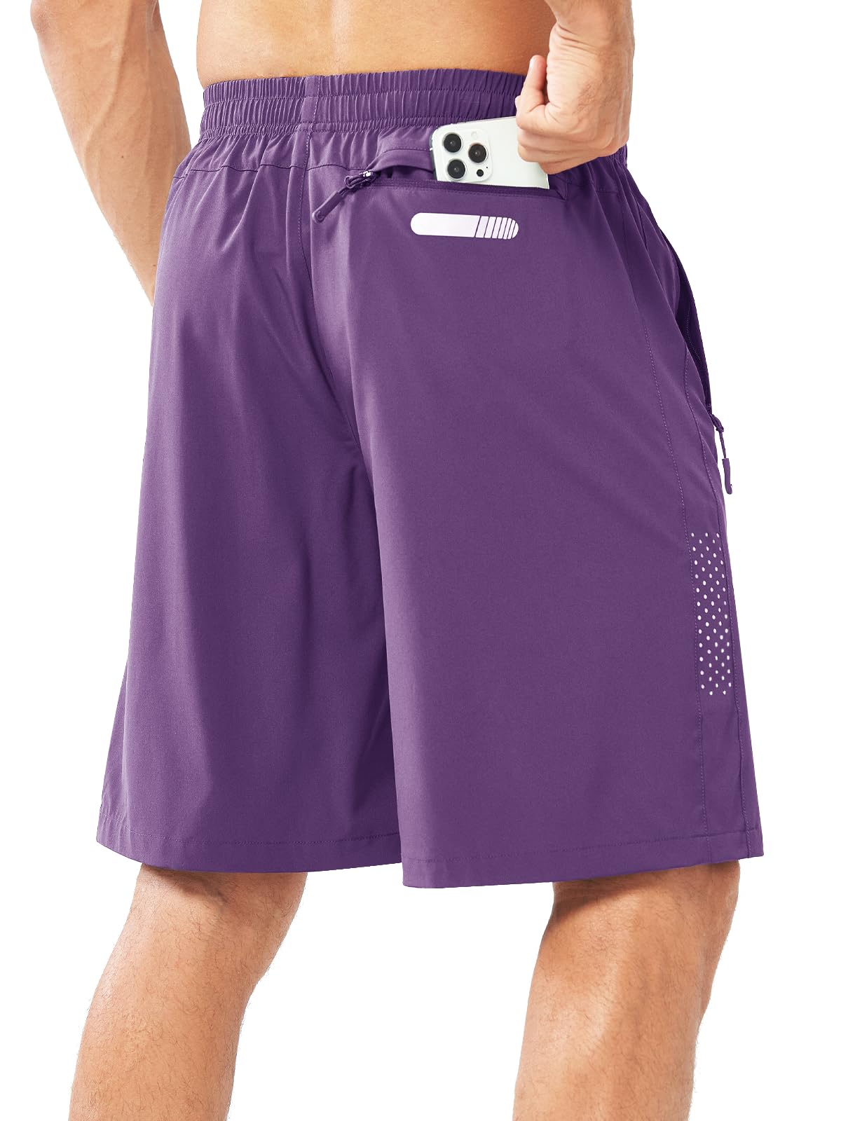 NORTHYARD Men's Athletic Running Shorts Gym Workout 7"/9"/5" Quick Dry Lightweight Sports Basketball Tennis 3 Zipper Pockets PURPLE-9inch M