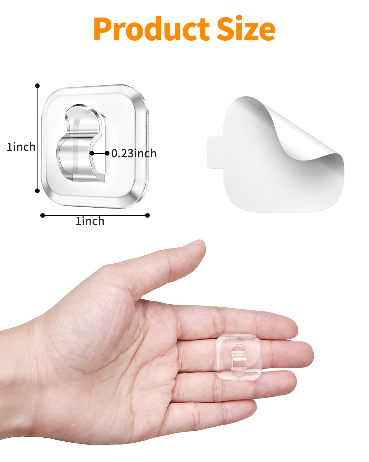 ispneay 100 Mini Light Hooks with Adhesive Strips: Indoor Clear Small String Light Clips Damage Free - Plastic Wall Hook for Hanging - Fairy Tiny Light Cable Hangers Clip Christmas Decoration Decor