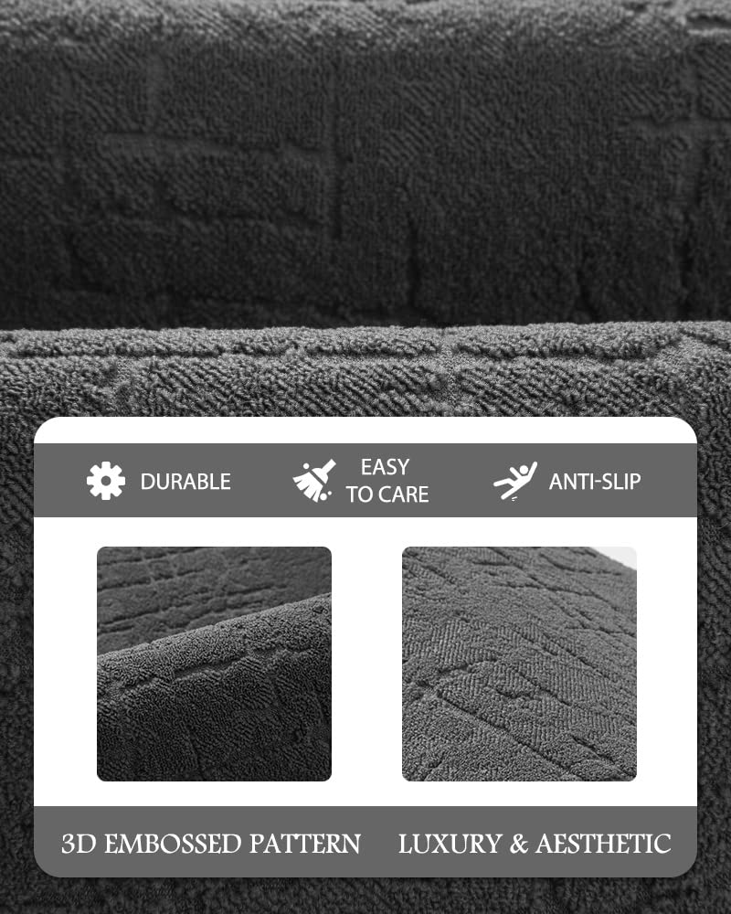 AMOAMI-Bath Mat-Absorbent Quick Dry Bathroom Floor Mats-Washable Rubber Backing Bath Mats for Bathroom Rugs Fit Under Door-Bath Rug for in Front of Sink Bathtub Shower Room, Dark Grey 17''x24''