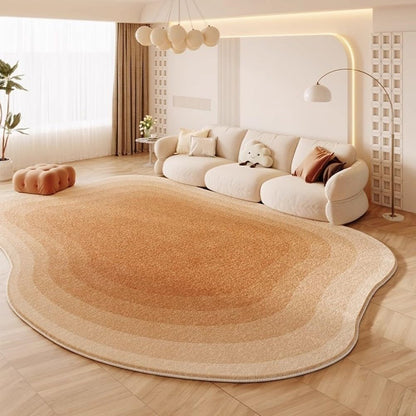 Modern Cream Style Ombre Orange Indoor Odd Shaped 5x8 Area Rug for Living Room Dining Room Bedroom Soft Wool Washable Carpet Under Dining Room Coffee Table Kitchen Art Deco Home Office Rug