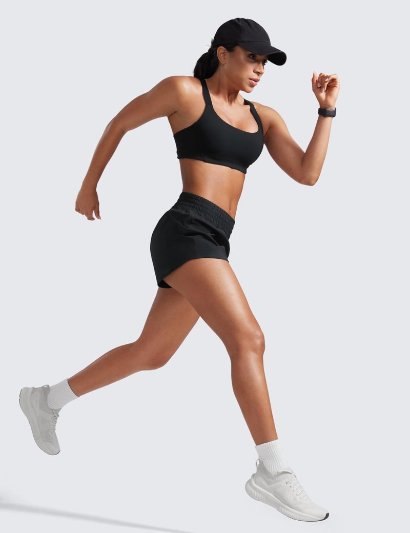 CRZ YOGA High Waisted Running Shorts for Women 2.5" - Mesh Liner Quick Dry for Workout Sport Athletic with Zipper Pocket Black Small