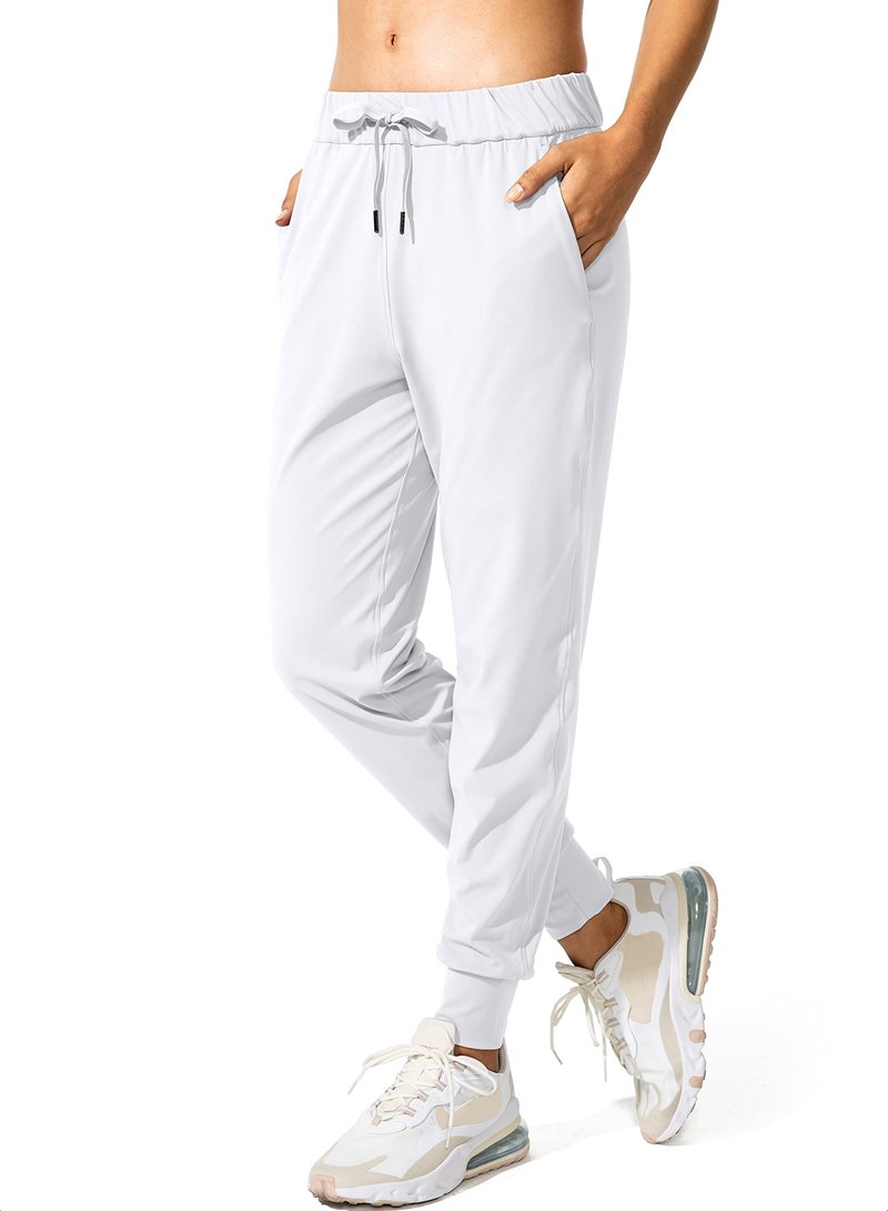 SANTINY Women's Joggers Pants Pockets Drawstring Running Sweatpants for Women Lounge Workout Jogging(White_M)