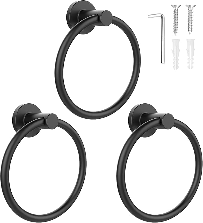 SetSail Towel Holder for Bathroom Wall Matte Black Towel Ring Stainless Steel