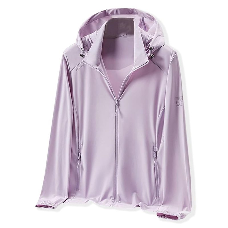 Cromoncent Women's UPF 50+ Sun Protection Jacket Hooded Cooling Shirt Athletic Jacket for Women with Pocket Hiking Running Outdoor, Purple, Medium